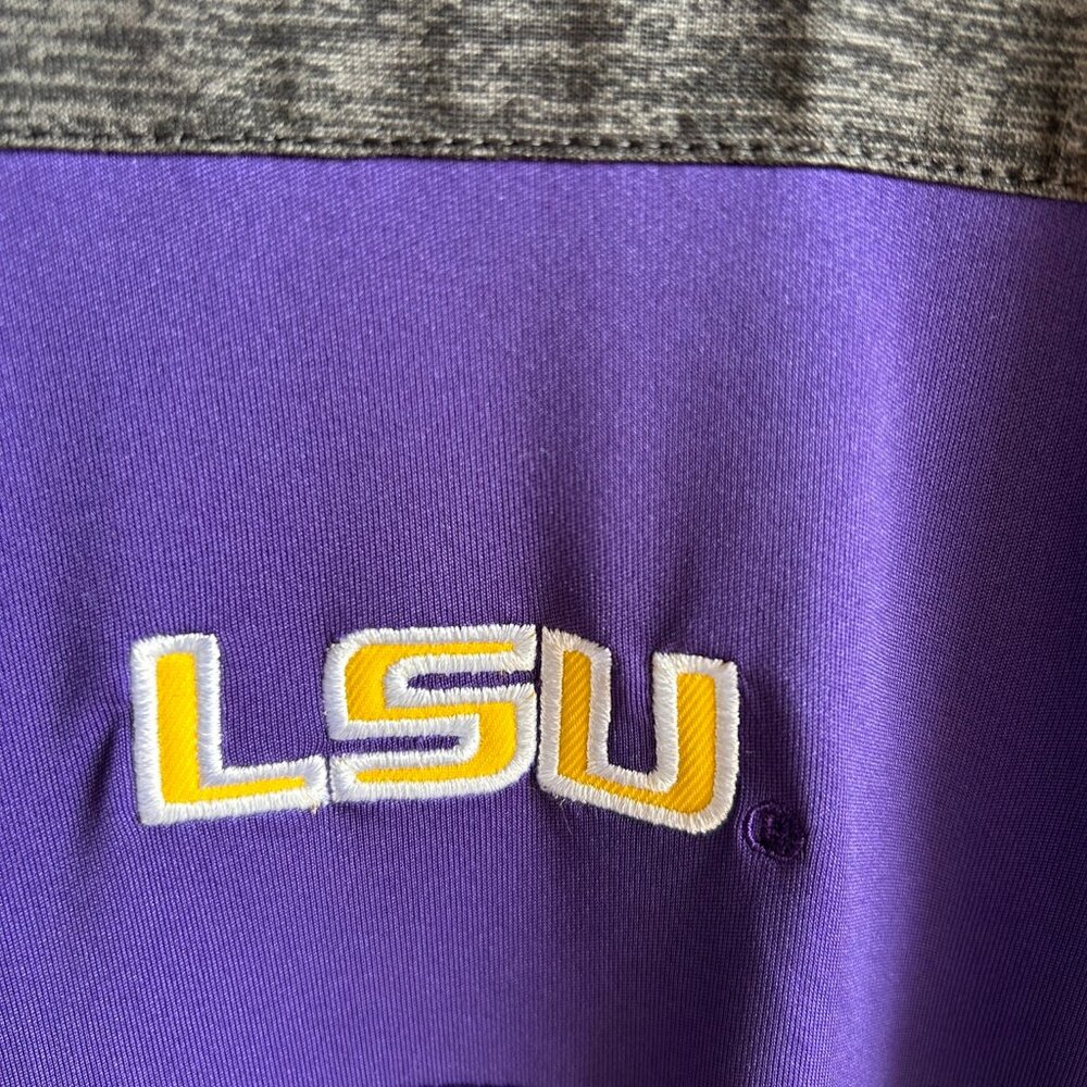 Colosseum LSU Mens 3 Button Collared Polo - Size XXL - Heather Gray - New w/Tags - Picture 3 of 7
